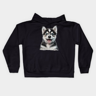 happy sibirian husky Kids Hoodie